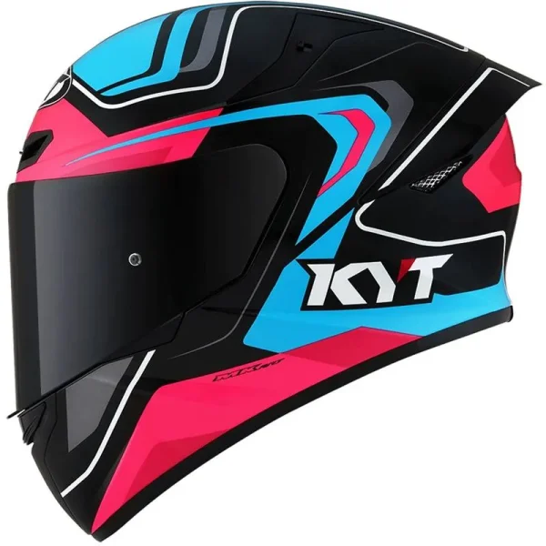 Capacete KYT TT Course Overtech – Preto/Rosa/Azul