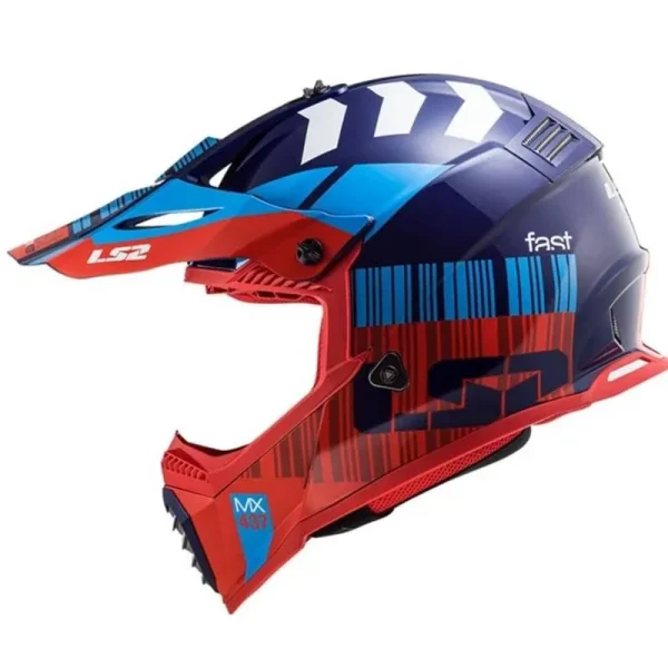 Capacete LS2 MX437 Fast Xcode Azul & Vermelho