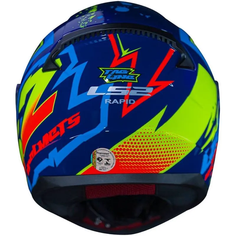 Capacete LS2 FF353 Rapid Tagline Azul & Amarelo - Imagem 3