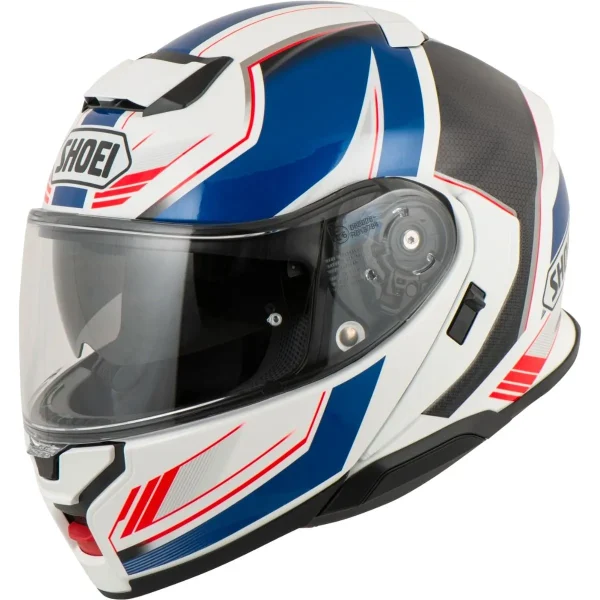 Capacete Shoei Neotec 3 Grasp TC-10 - Branco/Azul/Vermelho (Articulado)