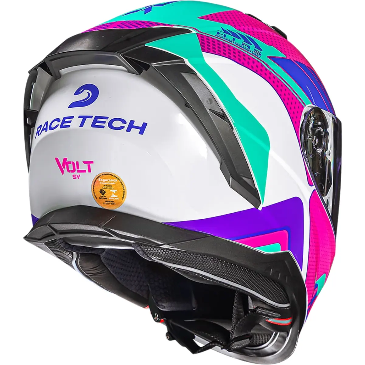 Capacete Race Tech VOLT Track Branco e Rosa - Imagem 3