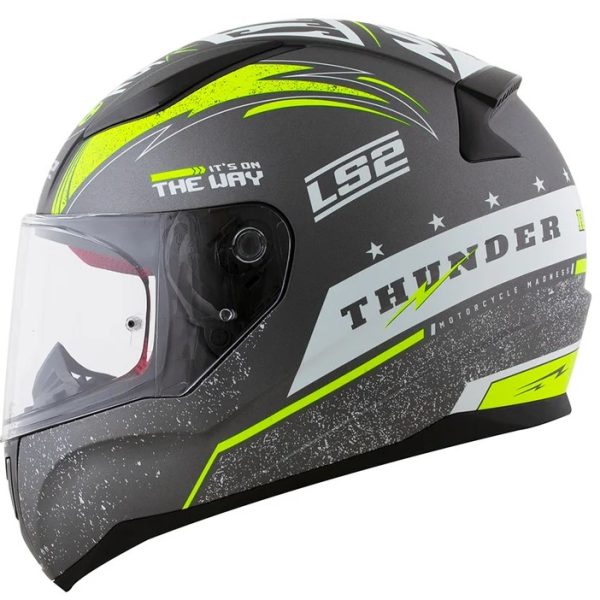 Capacete LS2 FF353 Thunder Cinza Fosco/Branco/Amarelo
