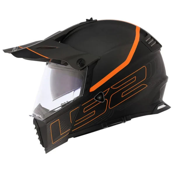 Capacete LS2 MX436 Pioneer Evo Element Preto Fosco & Laranja