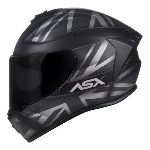 Capacete ASX Draken UK Preto Fosco & Cinza