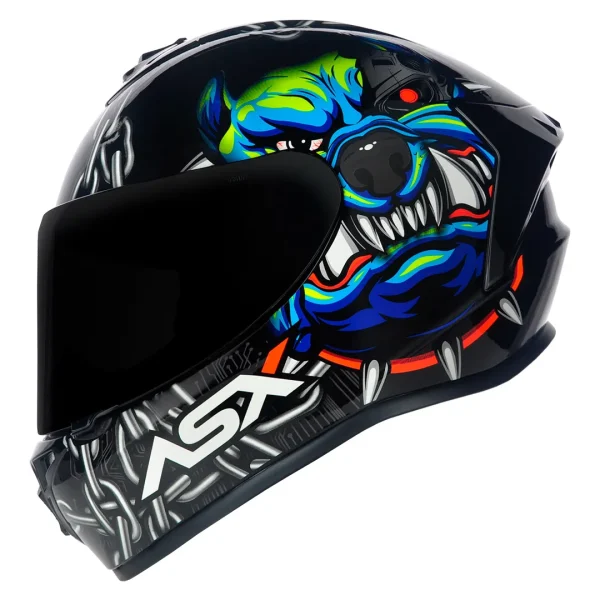 Capacete ASX Draken Bull Cyber Preto & Azul