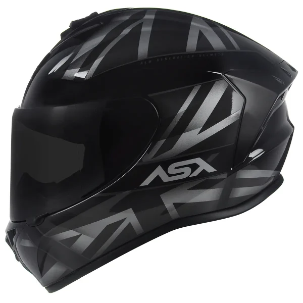 Capacete ASX Draken UK Preto Bilho & Cinza