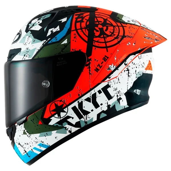 Capacete KYT NZ-Race Blazing - Preto Fosco & Vermelho