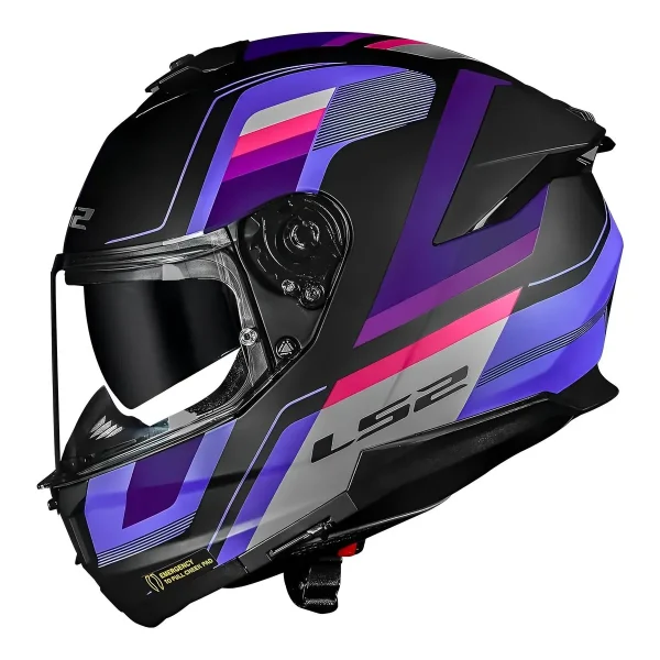 Capacete LS2 FF808 Stream 2 Vintage Preto Fosco/Roxo/Cinza