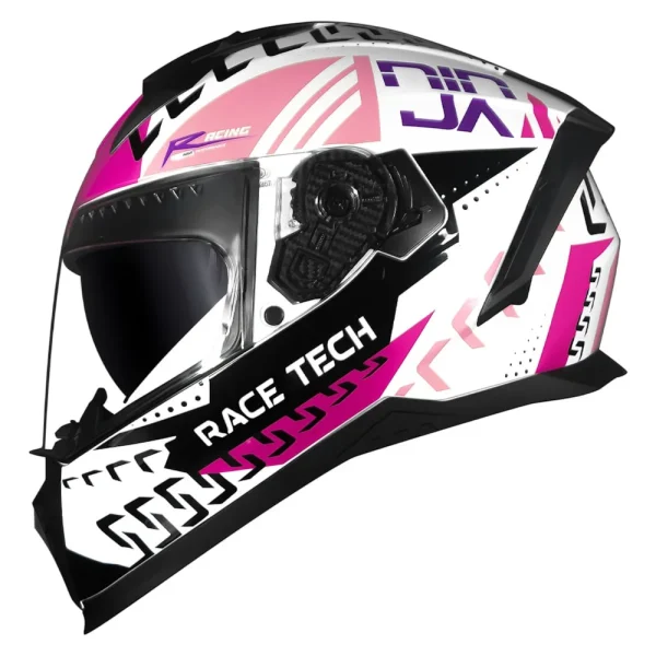 Capacete Race Tech VOLT Ninja Branco e Rosa
