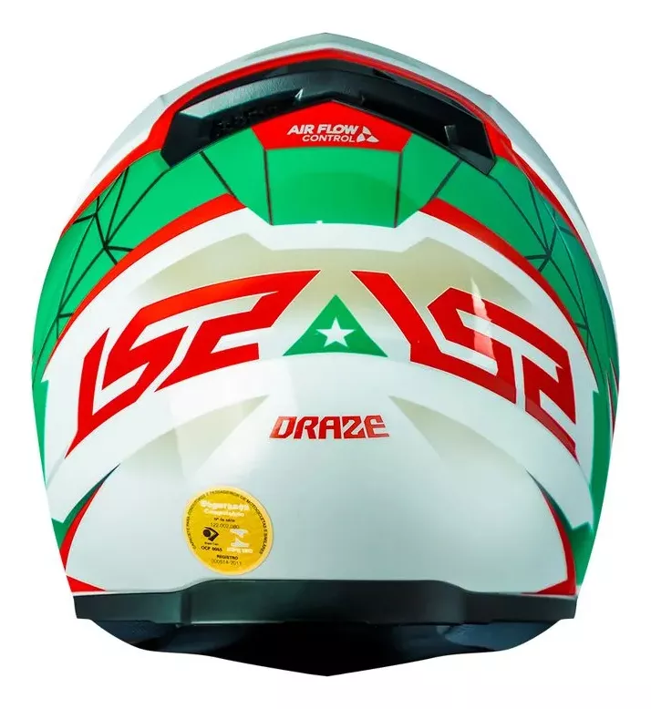 Capacete LS2 FF358 Draze Verde & Vermelho - Imagem 3
