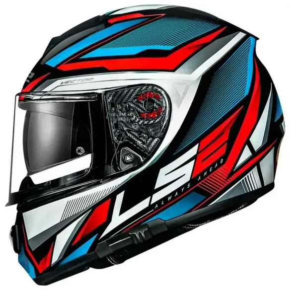 Capacete LS2 FF397 Vector Evo Rider Azul & Vermelho