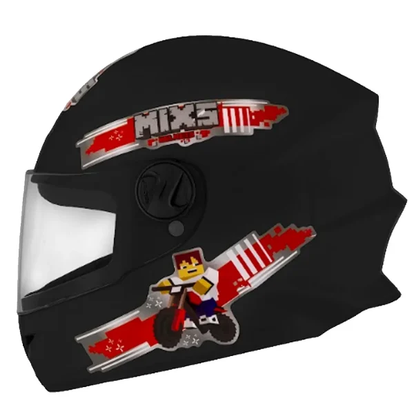 Capacete MIXS Start Infantil Blocks – Preto Fosco