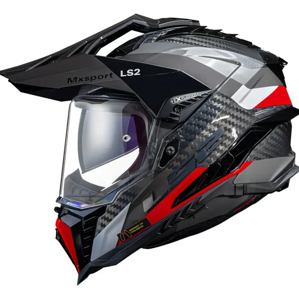 Capacete LS2 MX701 Explorer Carbon Frontier – Titanium Vermelho