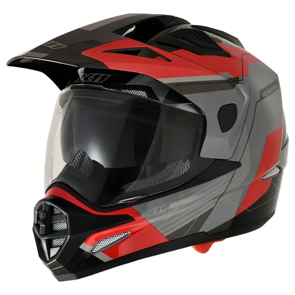 Capacete X-11 Crossover Desert Cinza & Vermelho