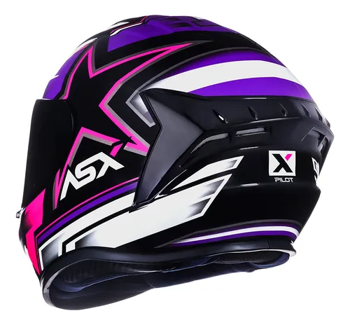 Capacete ASX Draken Pilot Preto/Roxo/Rosa - Imagem 3