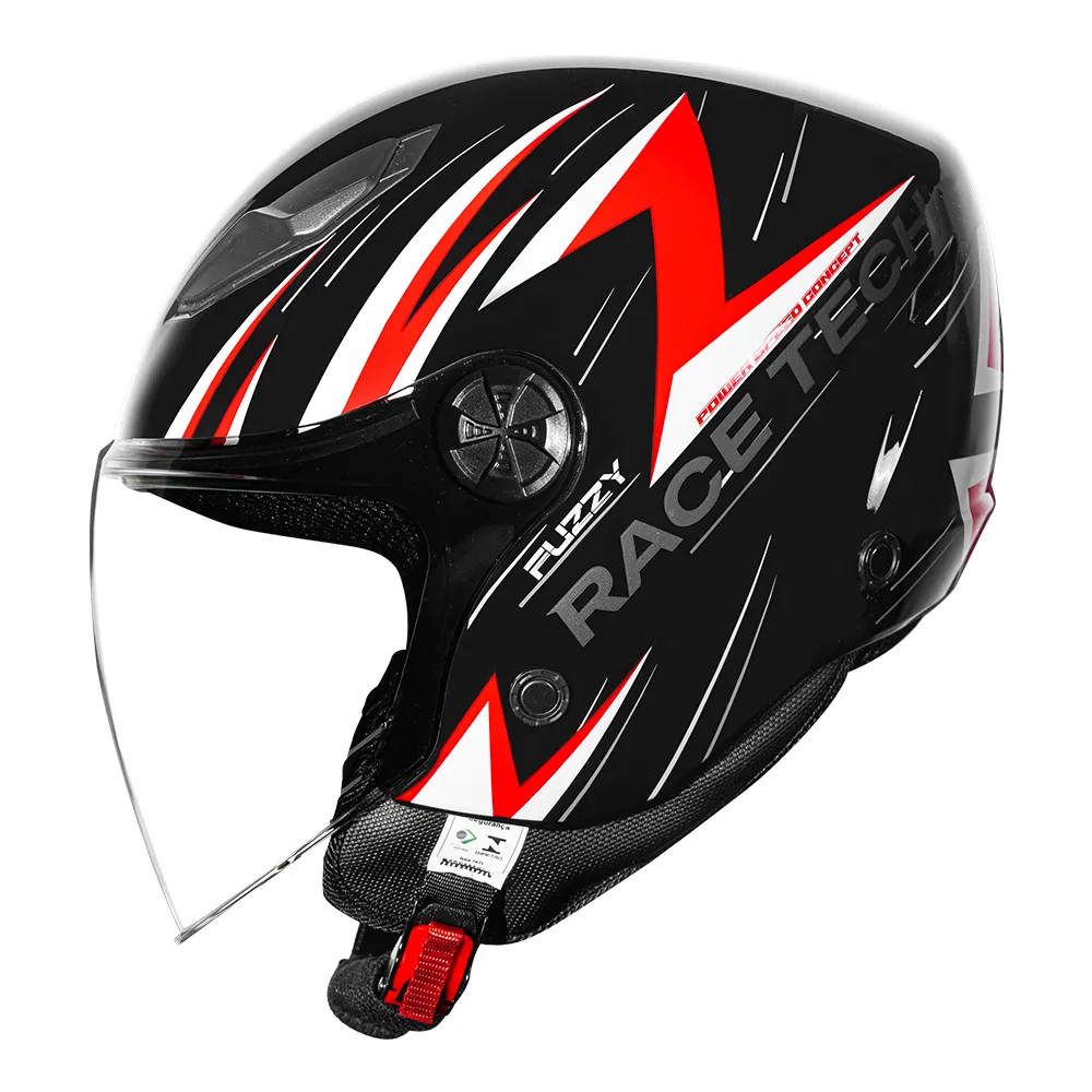 Capacete Race Tech Play Fuzzy Preto & Vermelho