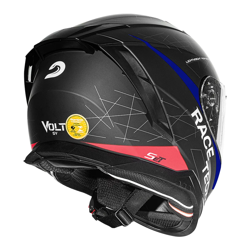 Capacete Race Tech VOLT Set Preto Fosco & Azul - Imagem 3