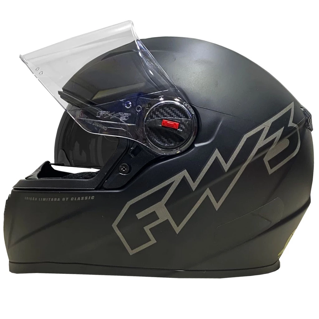 Capacete FW3 GTX Classic Preto Fosco ( Com óculos interno ). - Imagem 2