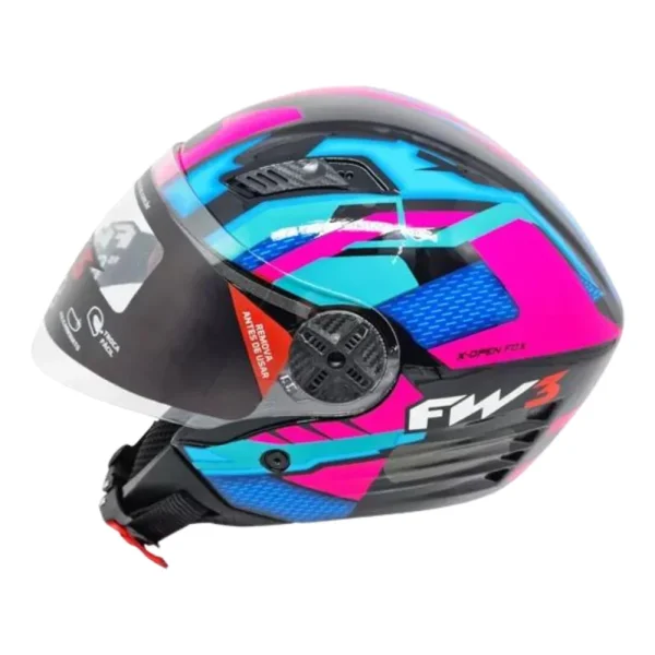 Capacete FW3 X-Open FOX Rosa & Azul