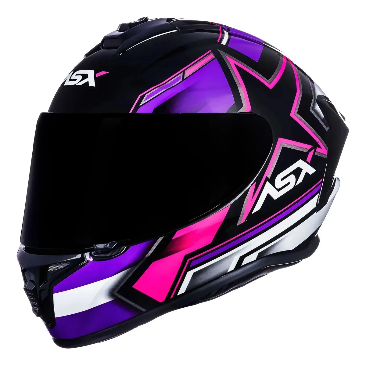Capacete ASX Draken Pilot Preto/Roxo/Rosa - Imagem 2