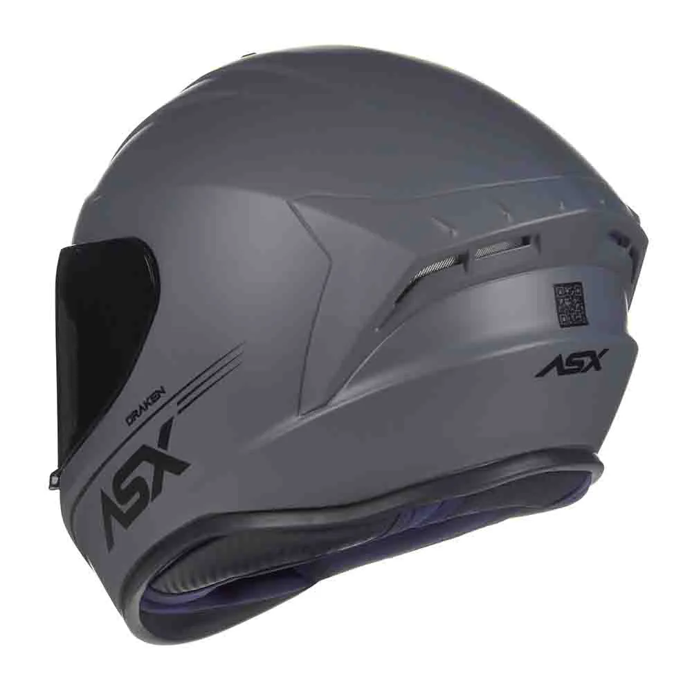 Capacete ASX Draken Solid Cinza Fosco - Imagem 3