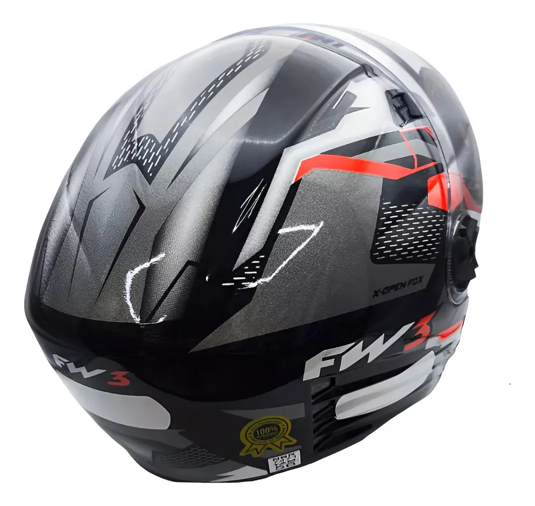 Capacete FW3 X-Open FOX Grafite & Vermelho - Imagem 3