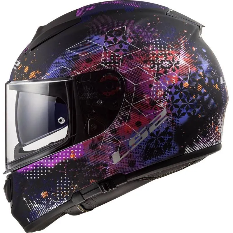 Capacete LS2 FF397 Vector Evo Cosmos Preto Fosco & Rosa