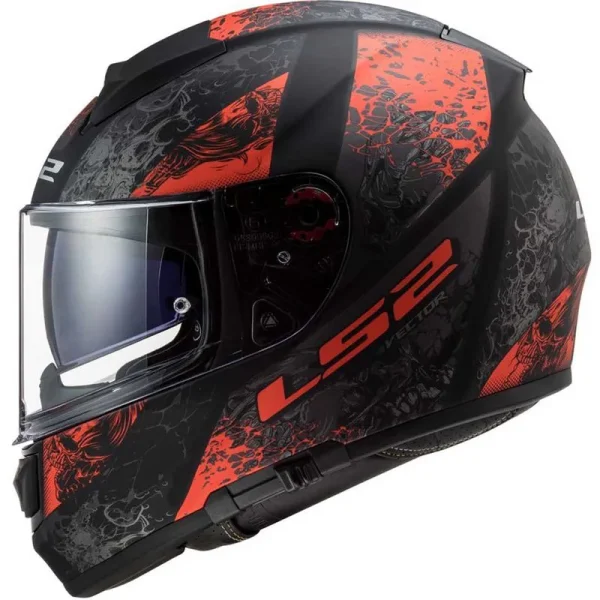 Capacete LS2 FF397 Vector Evo Swipe Preto & Vermelho Fosco