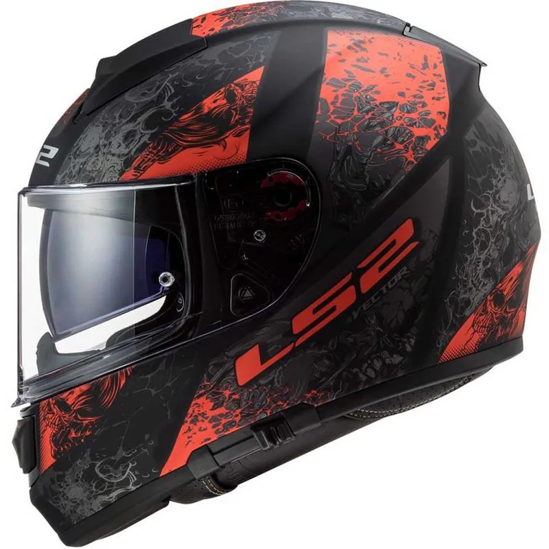 Capacete LS2 FF397 Vector Evo Swipe Preto & Vermelho Fosco
