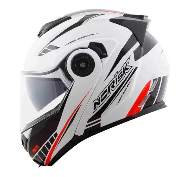 Capacete Norisk FF345 Motion - Branco/Preto/Vermelho