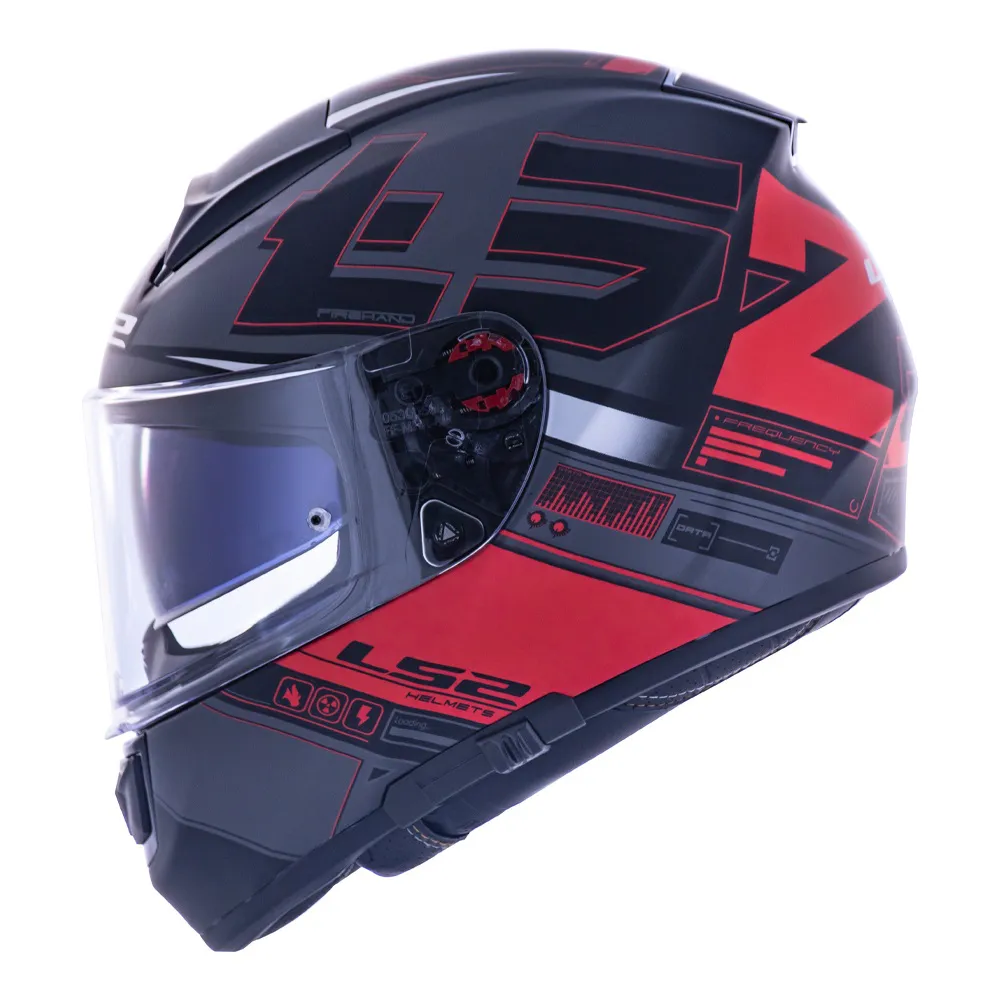 Capacete LS2 FF397 Vector Evo Frequency Preto Fosco & Vermelho