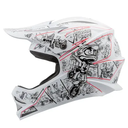 Capacete Pro Tork Kids Cross Cartoon Racing - Branco & Vermelho