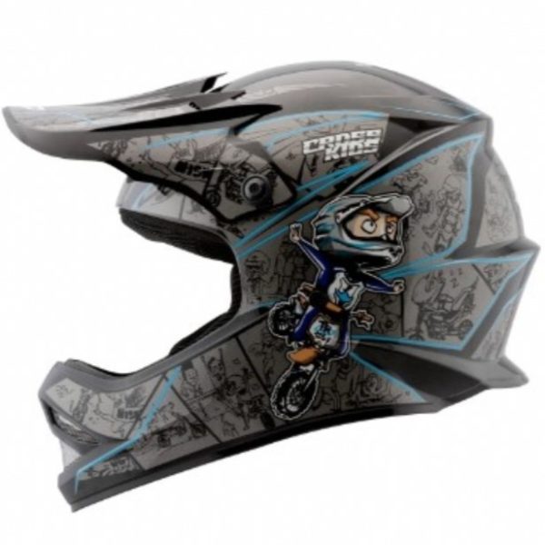 Capacete Pro Tork Kids Cross Cartoon Racing – Preto & Azul