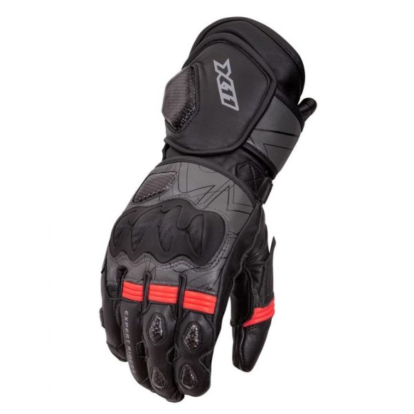 Luva X11 Racer 2 Couro Masculina - Preto/Cinza/Vermelho