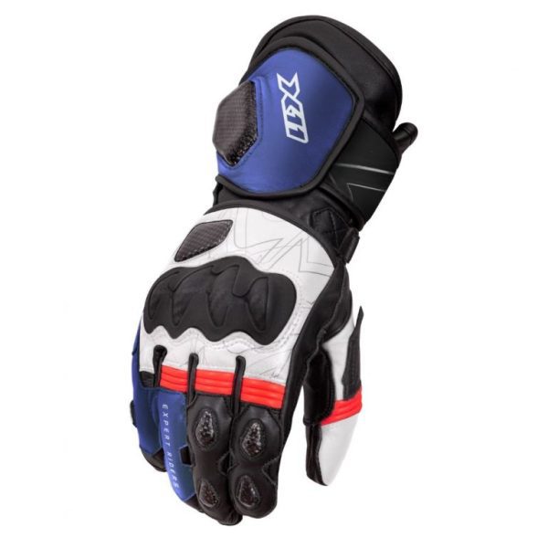 Luva X11 Racer 2 Couro Masculina - Azul/Vermelho/Branco