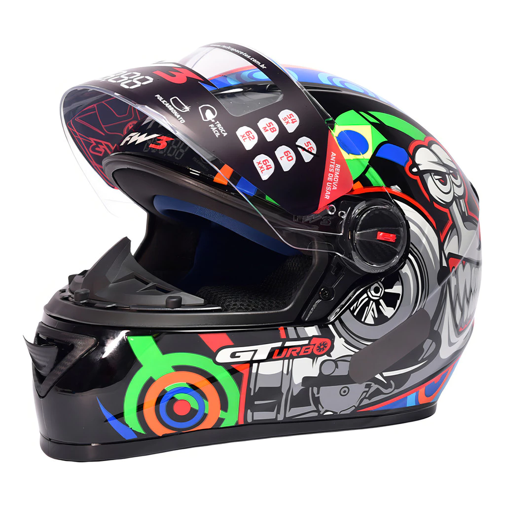 Capacete FW3 GT Turbo Caracol Preto - Imagem 2