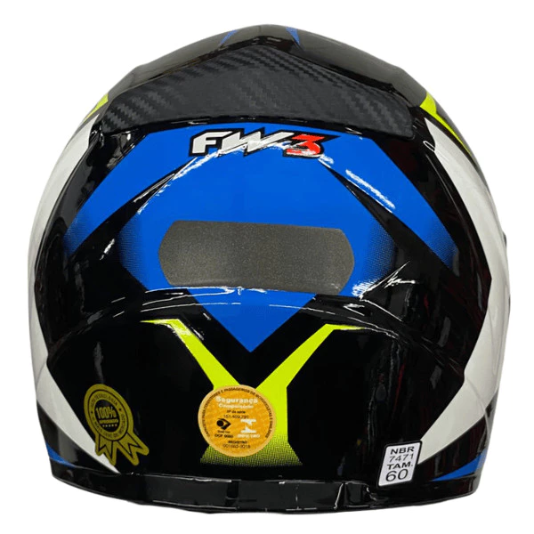 Capacete FW3 GTX STAR Preto/Azul/Amarelo - Imagem 3