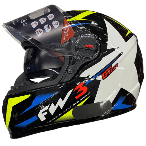 Capacete FW3 GTX STAR Preto/Azul/Amarelo - Imagem 2